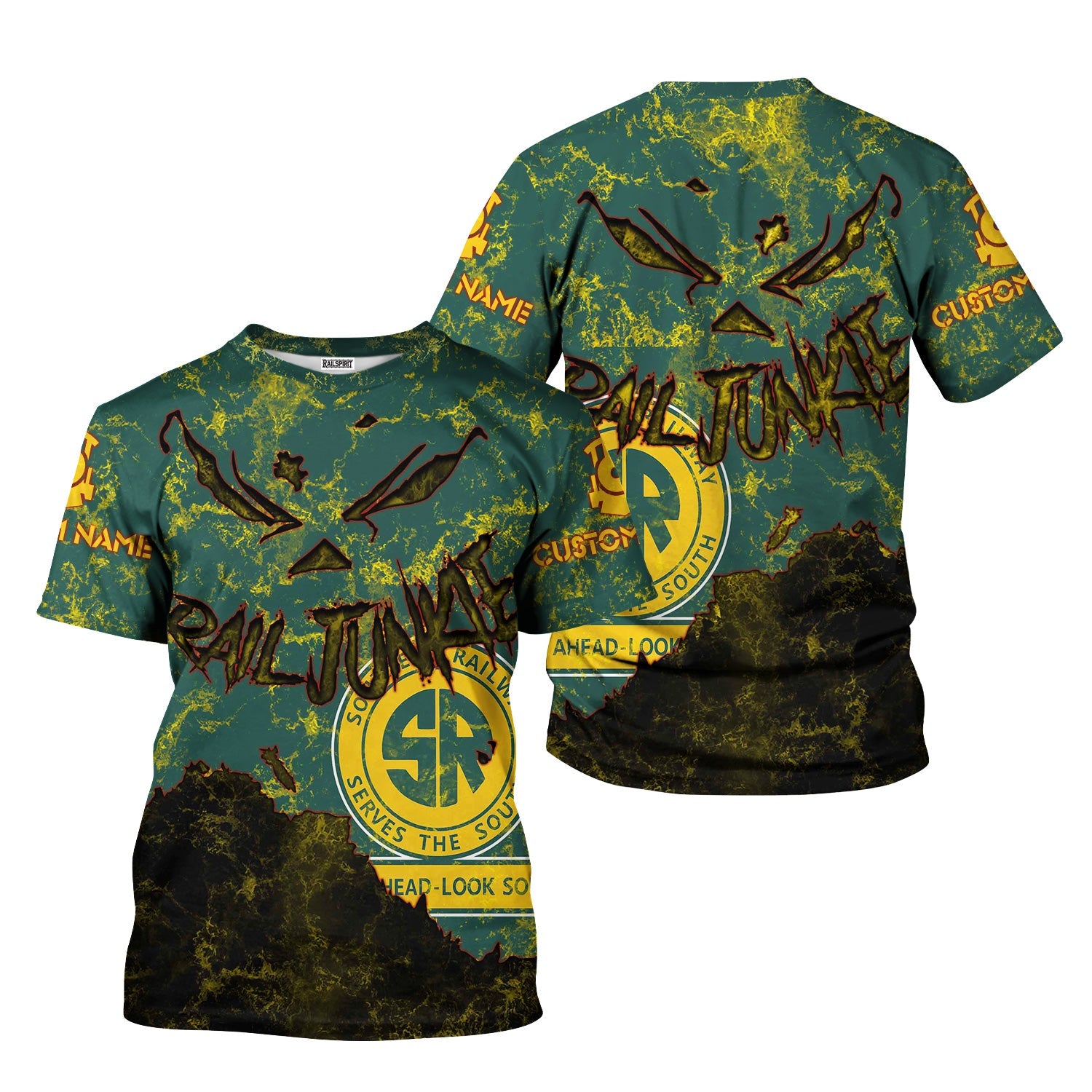 Railspirit Personalized Southern Railway U.S T-Shirt Torn Graphic Style SOU Train Shirt For Rail Junkie