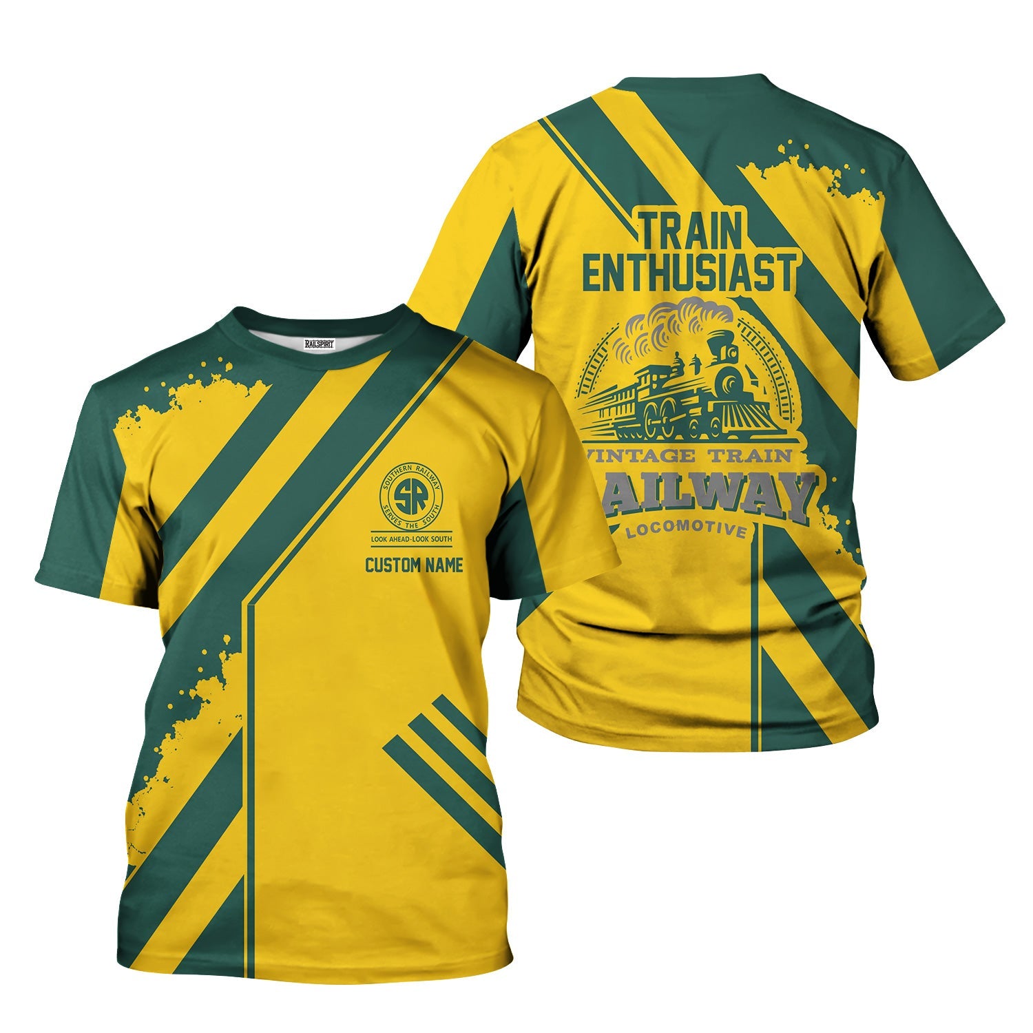 Railspirit Personalized Southern Railway U.S T-Shirt Locomotive Design SOU Train Shirt for Train Enthusiast