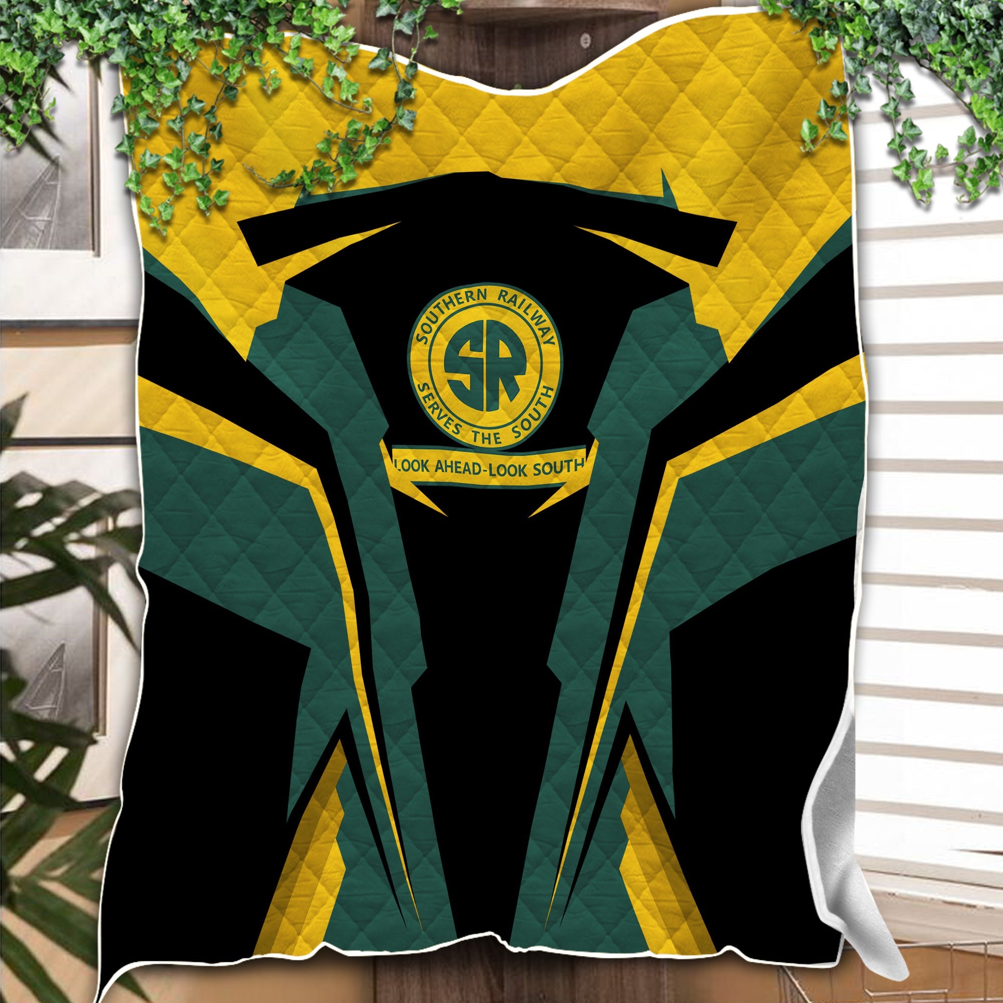 Railspirit Personalized Southern Railway U.S Premium Quilts SOU Strong Line Train Premium Quilts Gift Idea For Train Lover