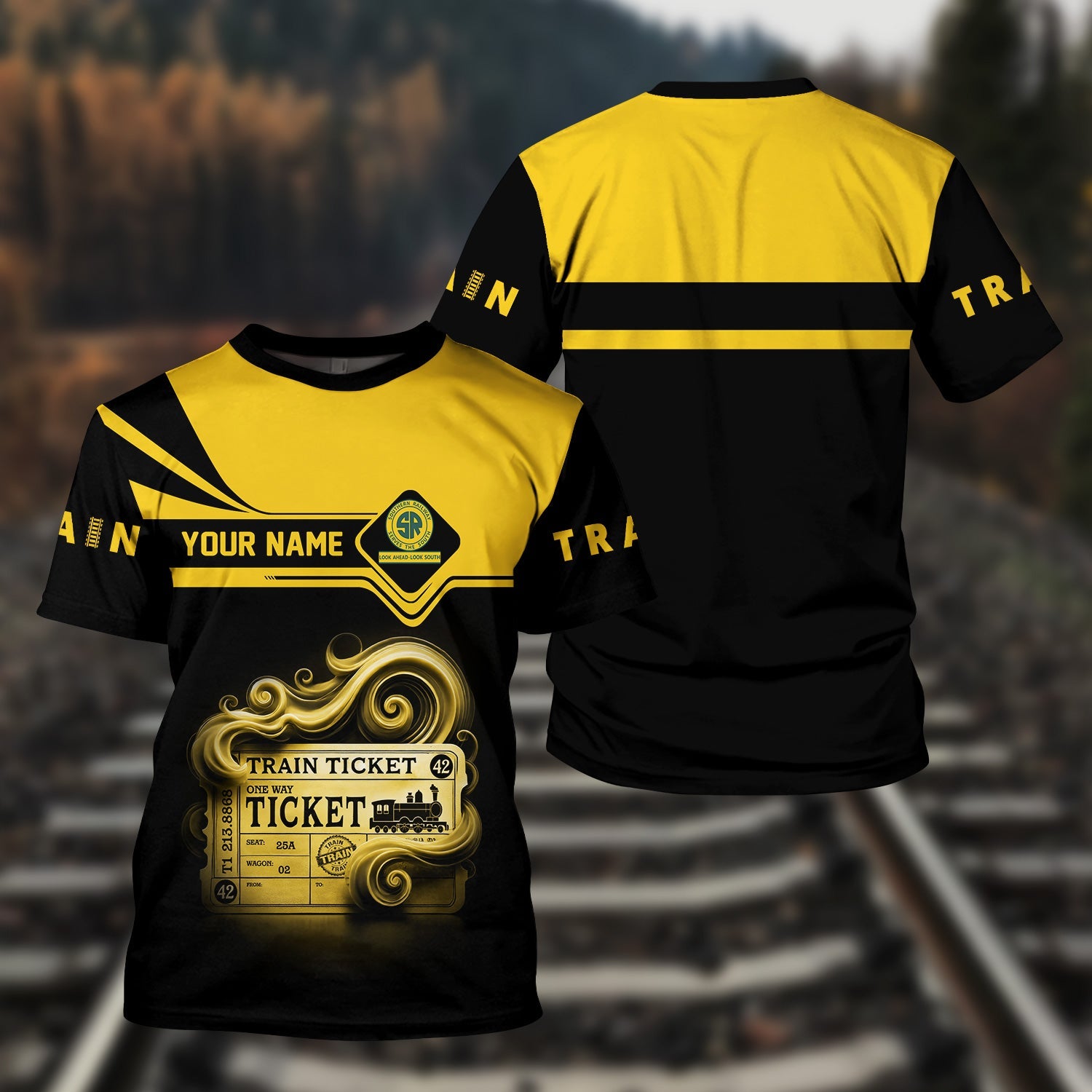 Railspirit Personalized Southern Railway U.S T Shirt Train Ticket American Locomotive Printed Train