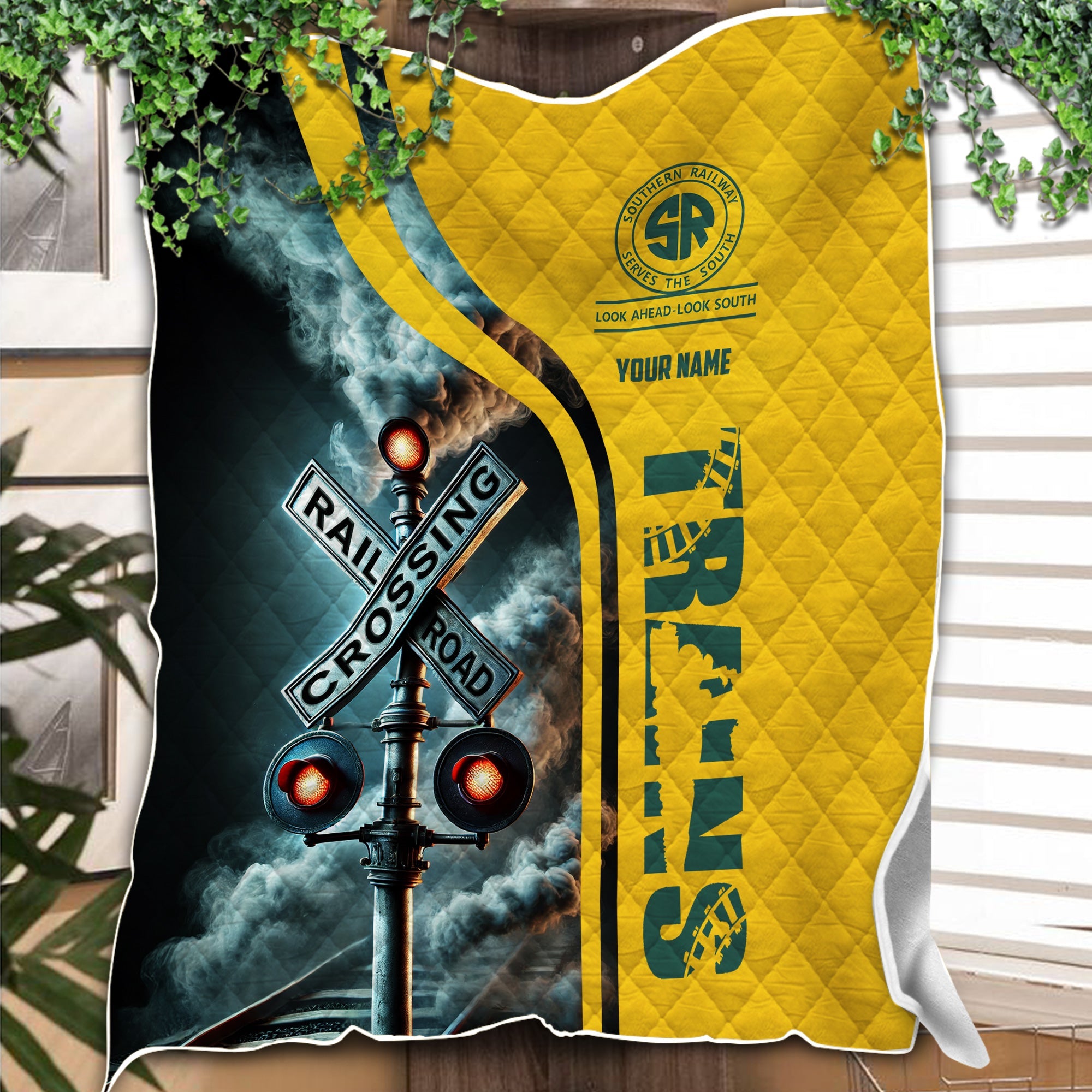 Railspirit Personalized Southern Railway U.S Premium Quilts Railroad Crossing Sign SOU Quilts All Over Print