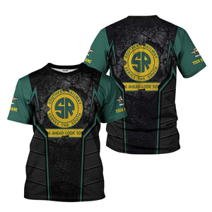 Railspirit Personalized Southern Railway U.S T-Shirt Cracked Metal Design SOU Train Shirt for Rail Enthusiasts