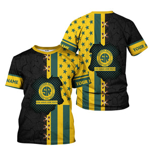 Railspirit Personalized Southern Railway U.S T-Shirt American Flag with Crack Effect SOU Train Shirt