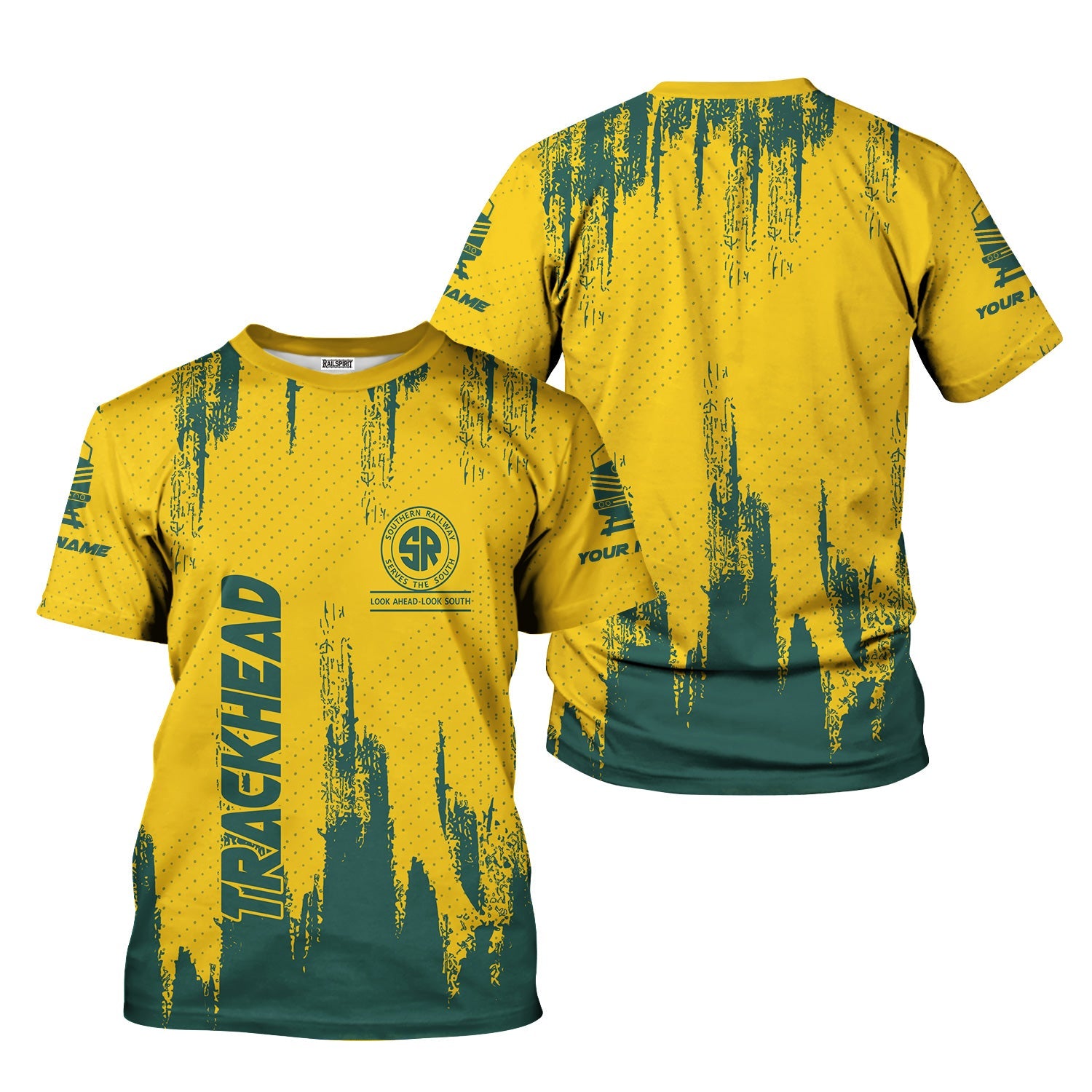 Railspirit Personalized Southern Railway U.S T-Shirt Paint Impact Design SOU Train Shirt for Trackhead
