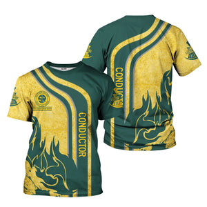 Railspirit Personalized Southern Railway U.S T-Shirt Flame Design with Custom Job Position SOU Train Shirt