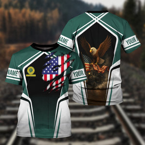 Railspirit Personalized Southern Railway U.S T Shirt American Eagle Vintage Train SOU Shirt