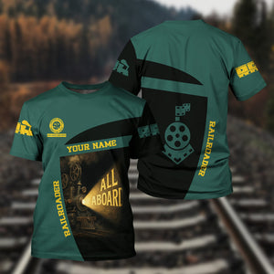 Railspirit Personalized Southern Railway U.S T-Shirt All Aboard Steam Train Movie Projector Style SOU Shirt
