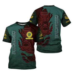 Railspirit Personalized Southern Railway U.S T-Shirt Blazing Style with Custom Position SOU Train Shirt