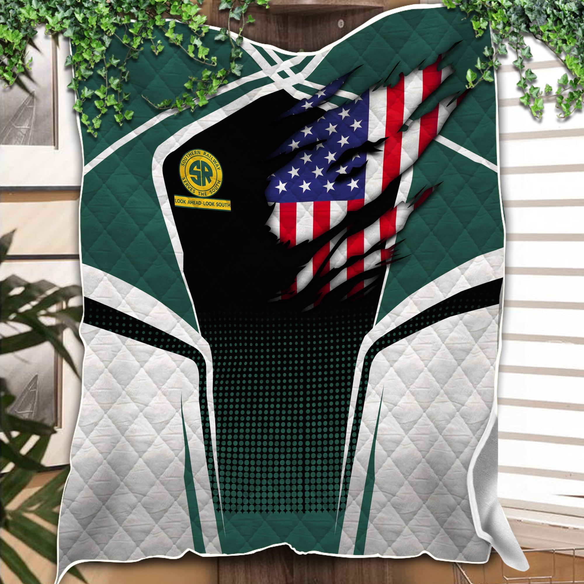 Railspirit Personalized Southern Railway U.S Premium Quilts American Vintage SOU All Over Printed Premium Quilts