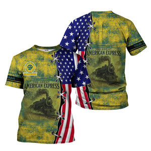 Railspirit Personalized Southern Railway U.S T-Shirt Retro American Express Train With USA Flag SOU Shirt