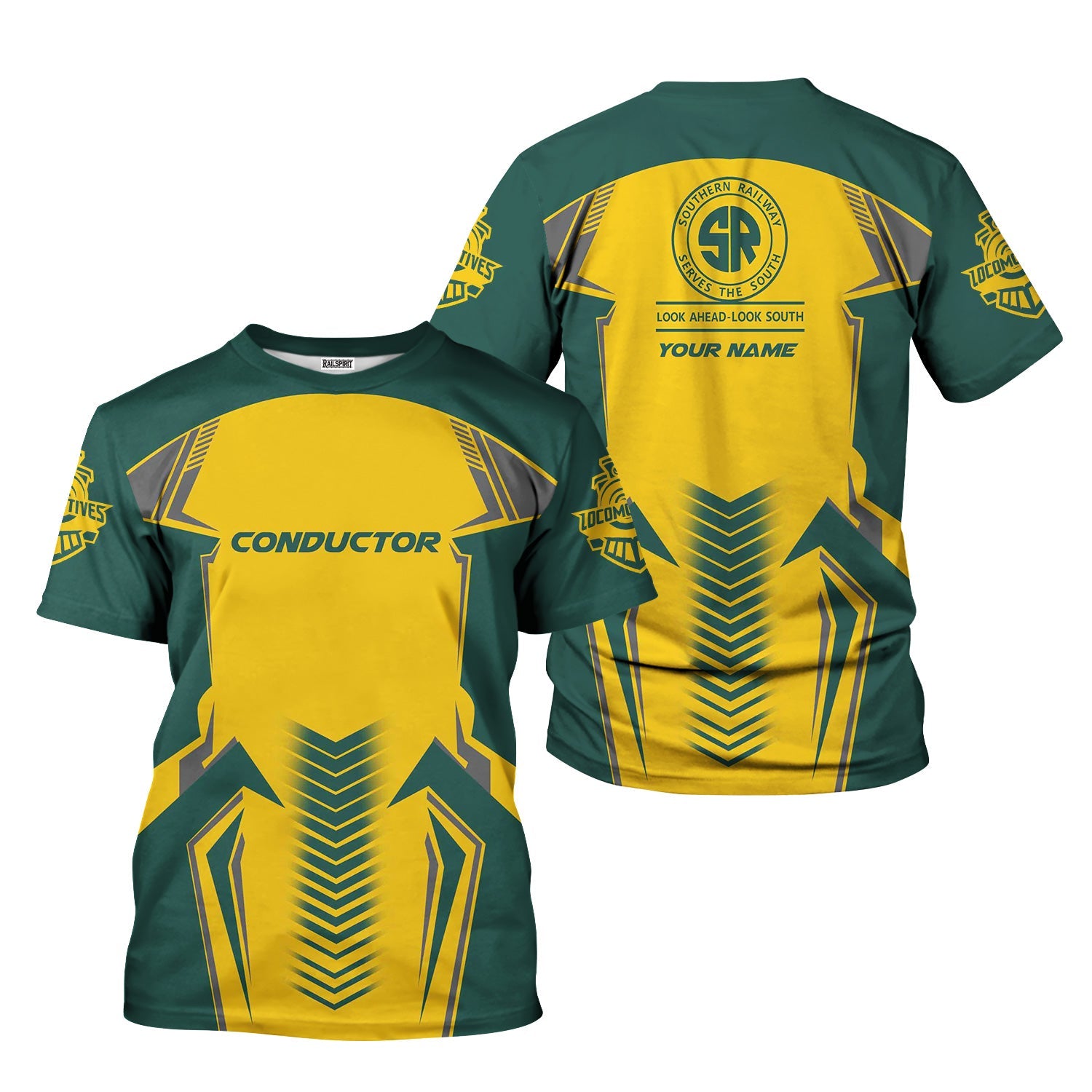 Railspirit Personalized Southern Railway U.S T-Shirt Standout Style with Custom Position SOU Train Shirt