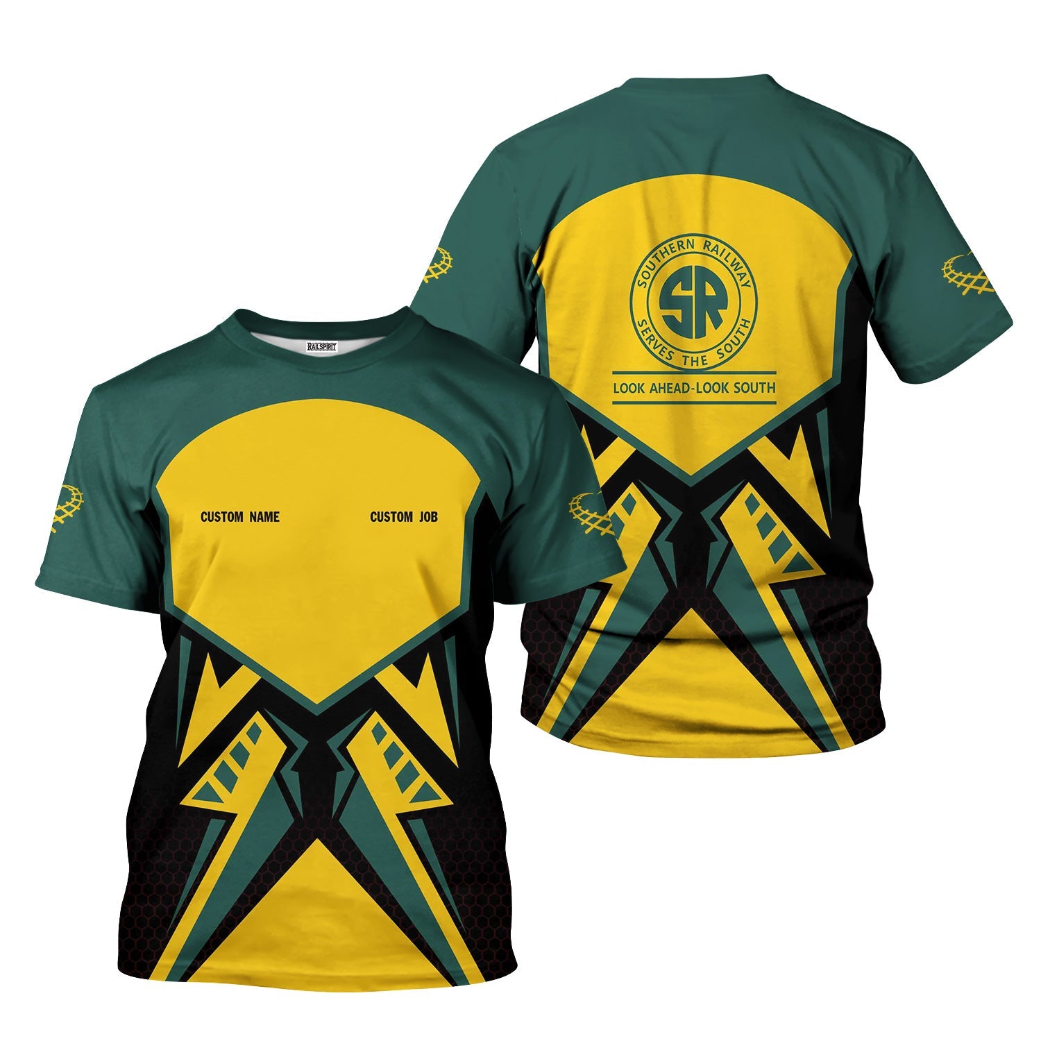 Railspirit Personalized Southern Railway U.S T-Shirt Vibriant Style with Custom Position SOU Train Shirt