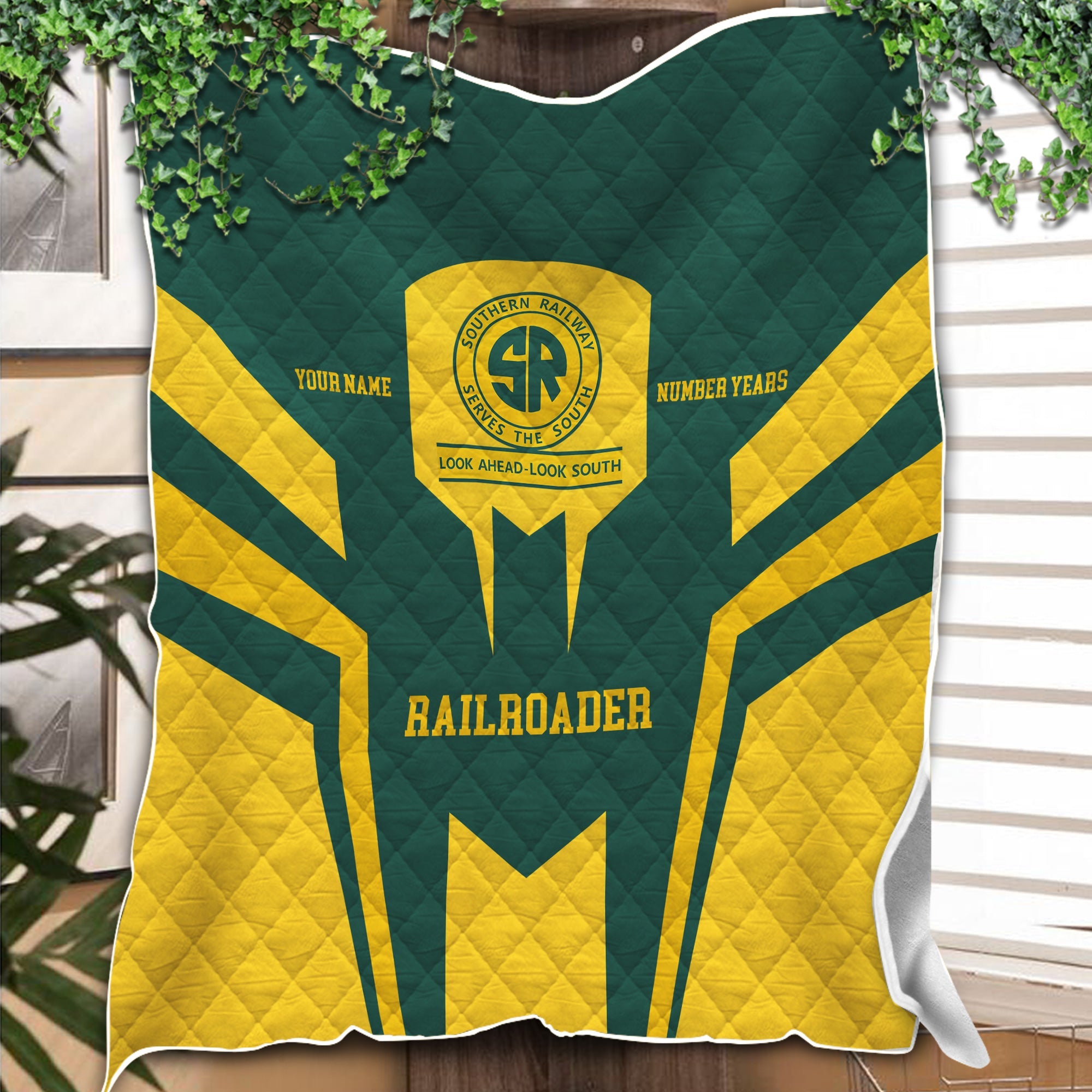 Railspirit Personalized Southern Railway U.S Premium Quilts Custom Year Railroader SOU Gift Idea For Train Lover