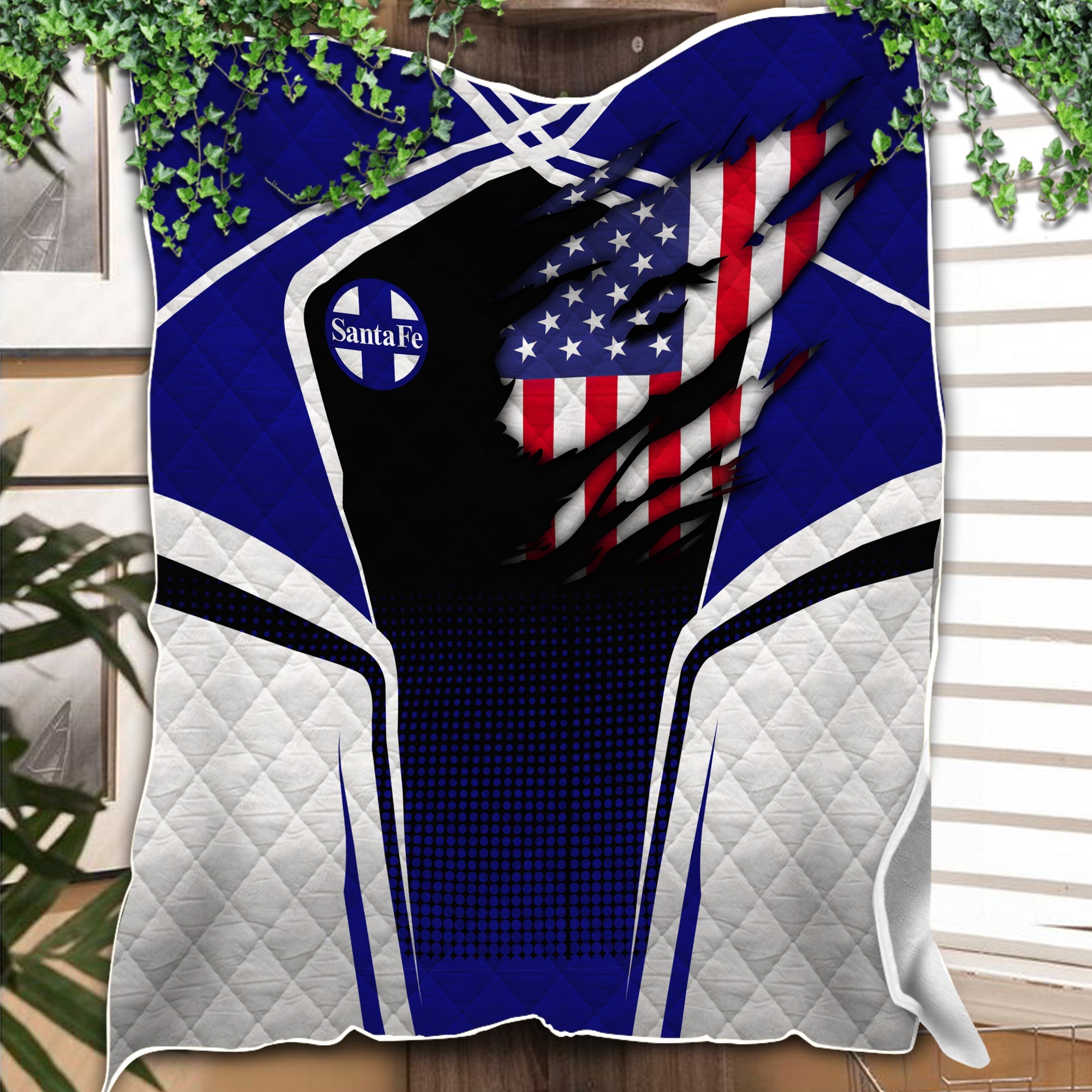 Railspirit Personalized Santa Fe Railway Premium Quilts American Vintage Atchison, Topeka and Santa Fe Railway All Over Printed Premium Quilts