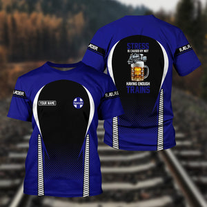 Railspirit Personalized Santa Fe Railway T Shirt Stress Is Caused By Not Having Enough Trains Atchison, Topeka and Santa Fe Railway Shirt All Over Print