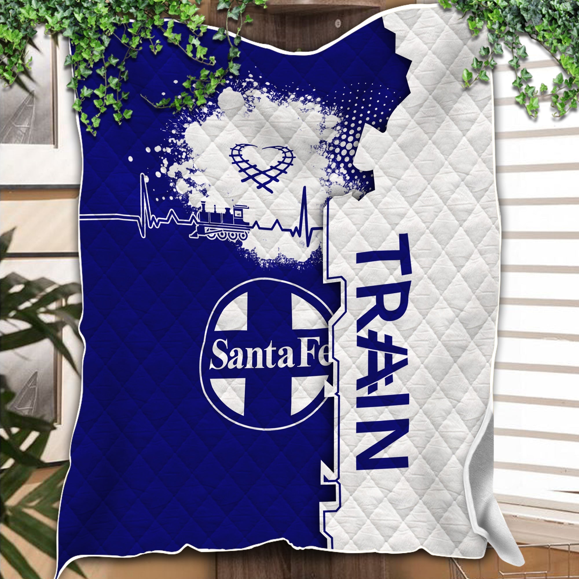 Railspirit Santa Fe Railway Premium Quilts Engine Heartbeat and Track Love Style Atchison, Topeka and Santa Fe Railway Quilts