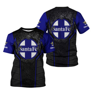 Railspirit Personalized Santa Fe ATSF Railway T-Shirt Cracked Metal Design Atchison, Topeka and Santa Fe Train Shirt for Rail Enthusiasts