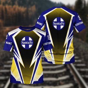 Railspirit Personalized Santa Fe Railway T-Shirt Lightning Graphic Style Atchison, Topeka and Santa Fe Railway Shirt Gift Idea For Train Lover