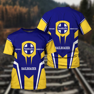 Railspirit Personalized Santa Fe Railway T-Shirt Custom Year Railroader Atchison, Topeka and Santa Fe Railway Shirt Gift Idea For Train Lover