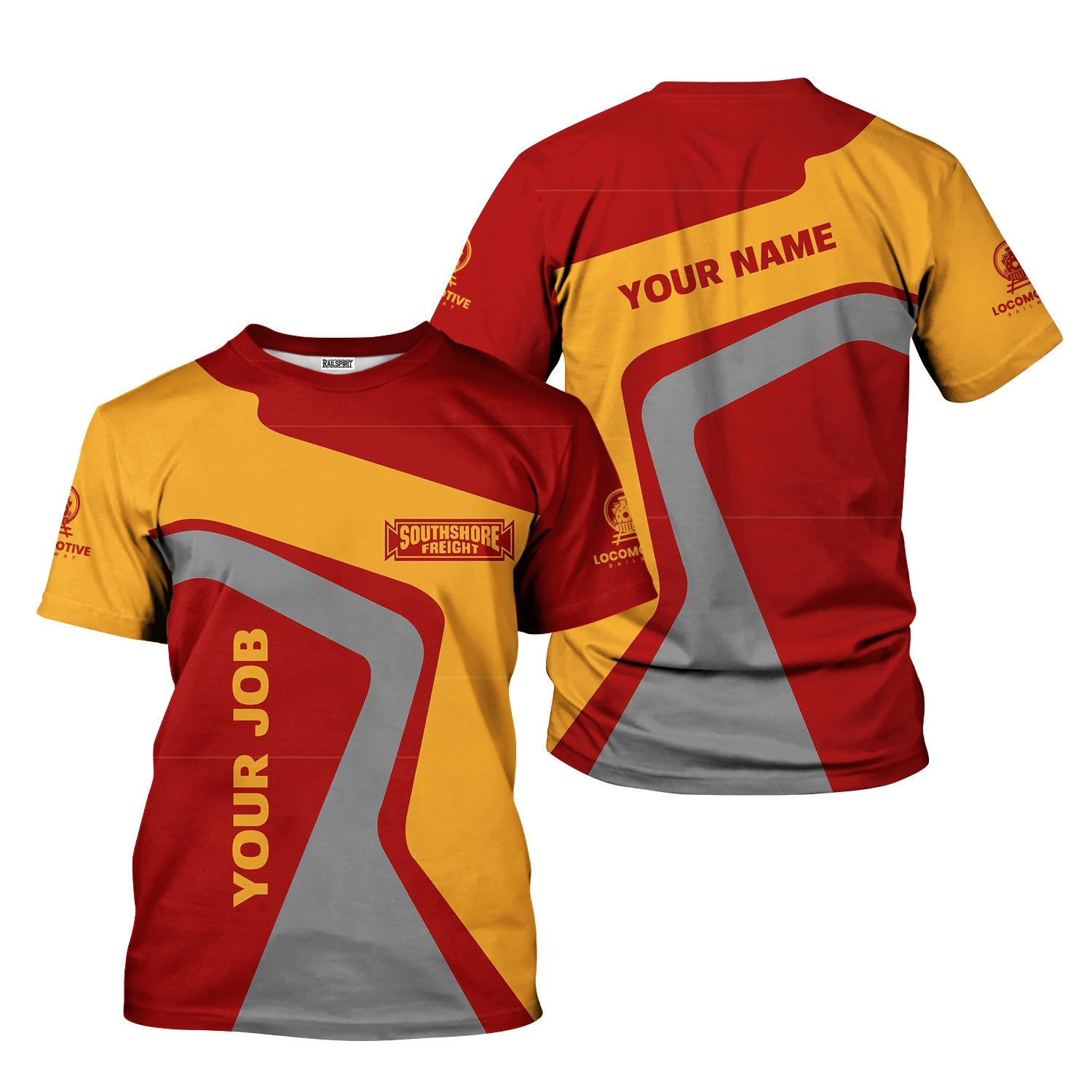 Railspirit Personalized Chicago South Shore and South Bend Railroad T-Shirt Unique Design with Custom Job Position Train Shirt