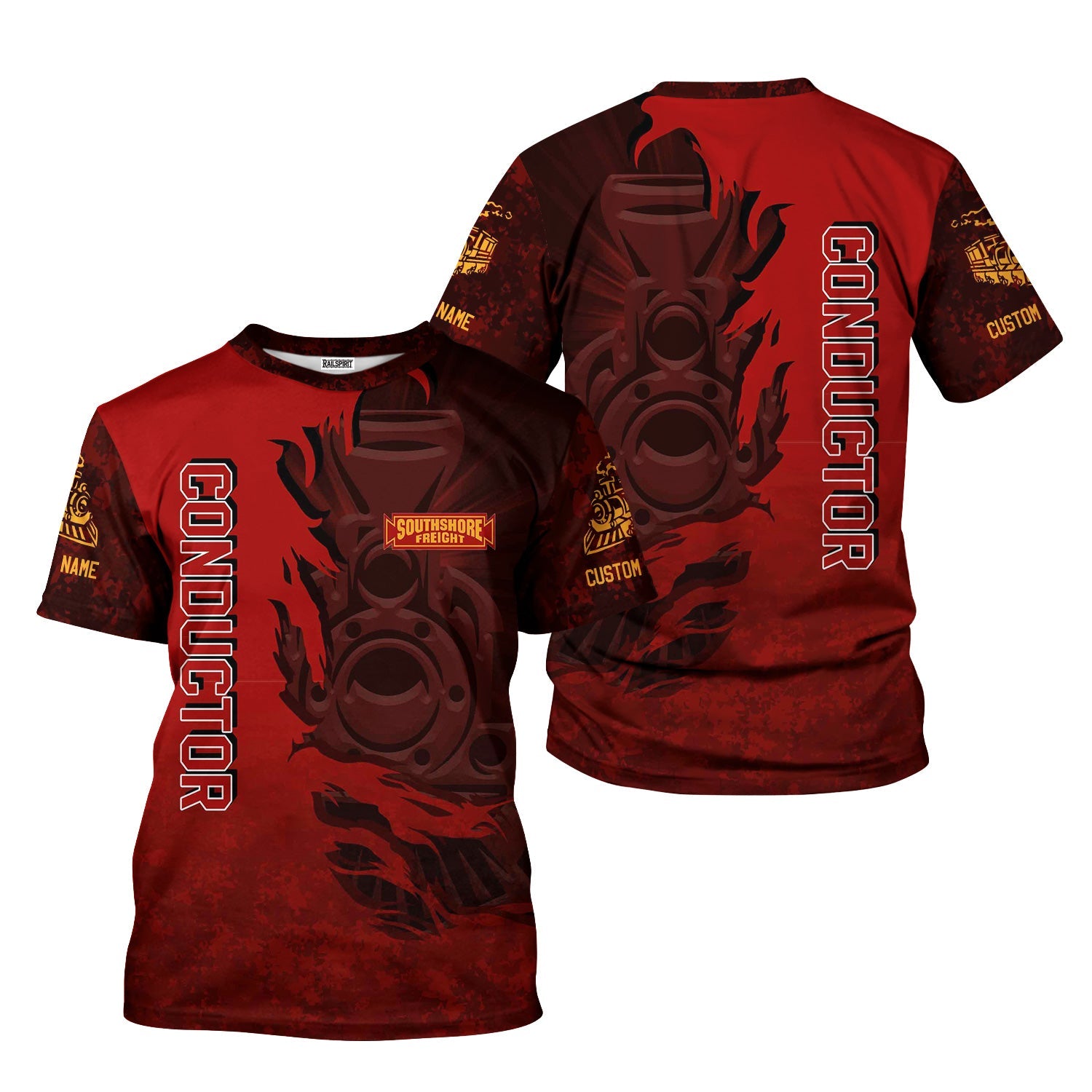 Railspirit Personalized Chicago South Shore and South Bend Railroad T-Shirt Blazing Style with Custom Position Train Shirt