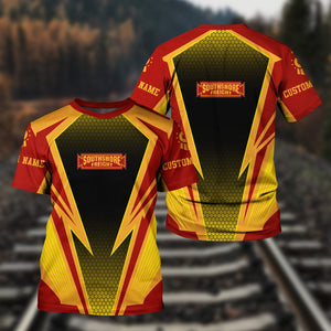 Railspirit Personalized Chicago South Shore and South Bend Railroad T-Shirt Lightning Graphic Style Shirt Gift Idea For Train Lover