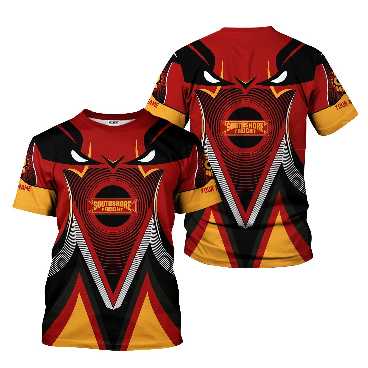 Railspirit Personalized Chicago South Shore and South Bend Railroad T-Shirt Vibrant Graphic Pattern Shirt For Train Enthusiasts