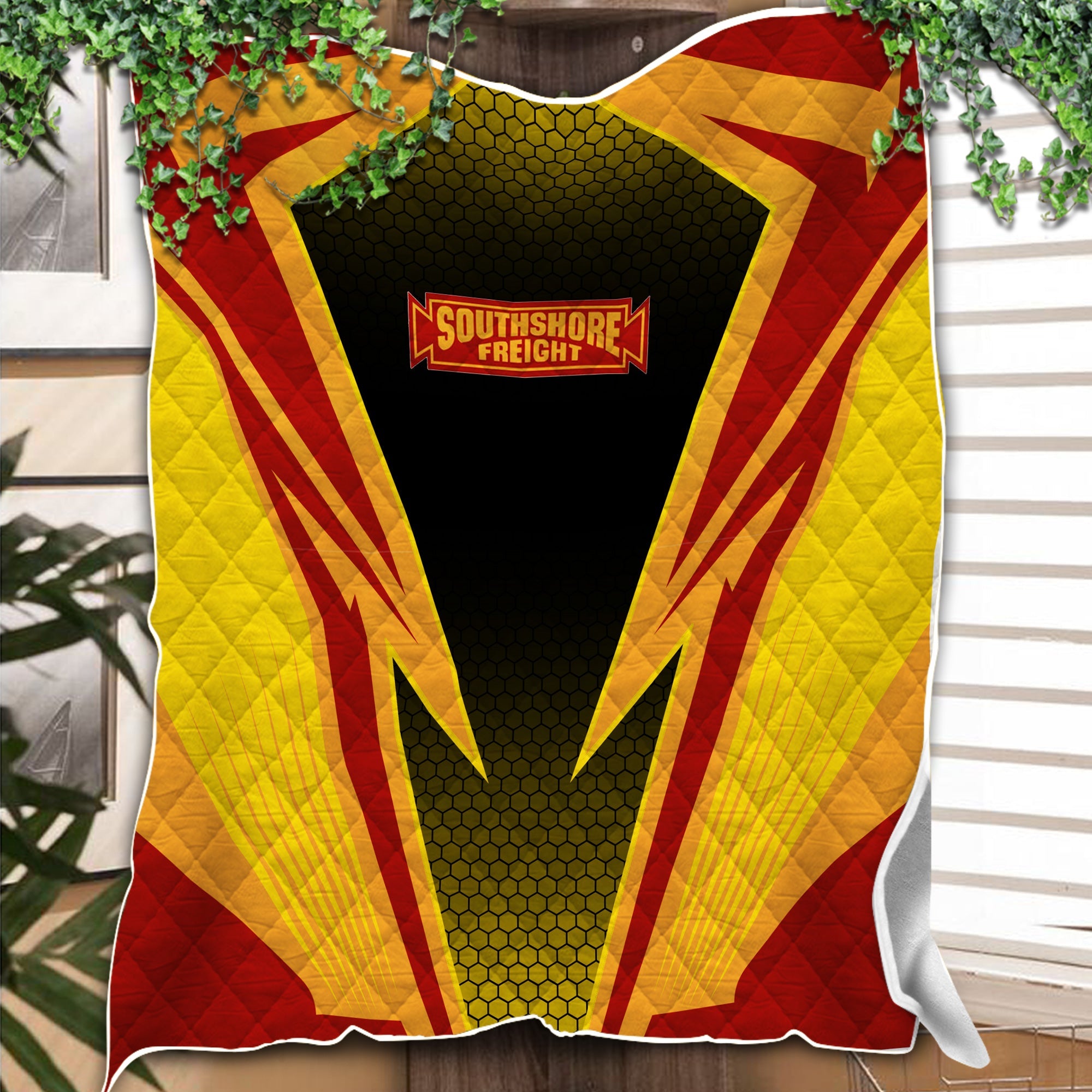 Railspirit Chicago South Shore and South Bend Railroad Premium Quilts Lightning Graphic Style Premium Quilts Gift Idea For Train Lover