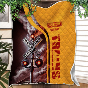 Railspirit Personalized Chicago South Shore and South Bend Railroad Premium Quilts Railroad Crossing Sign Quilts All Over Print