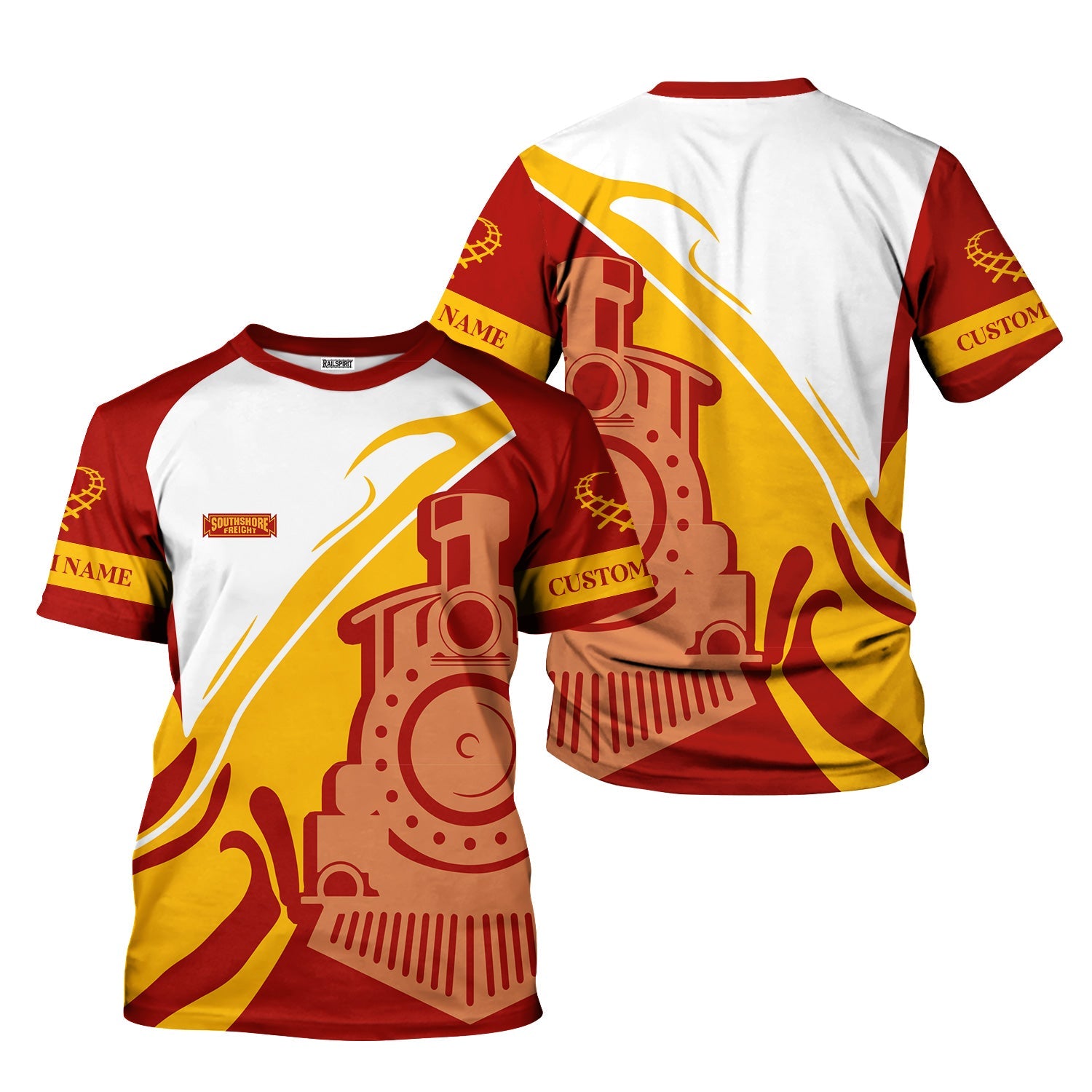 Railspirit Personalized Chicago South Shore and South Bend Railroad T-Shirt Flame-Inspired Style Shirt Gift Idea For Train Lovers