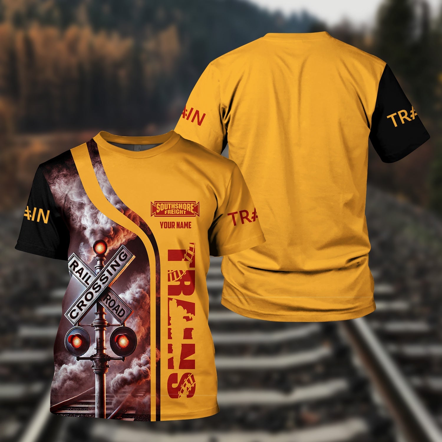 Railspirit Custom Name Chicago South Shore and South Bend Railroad T Shirt One Track Mind  American Locomotive Train Shirt All Over Print