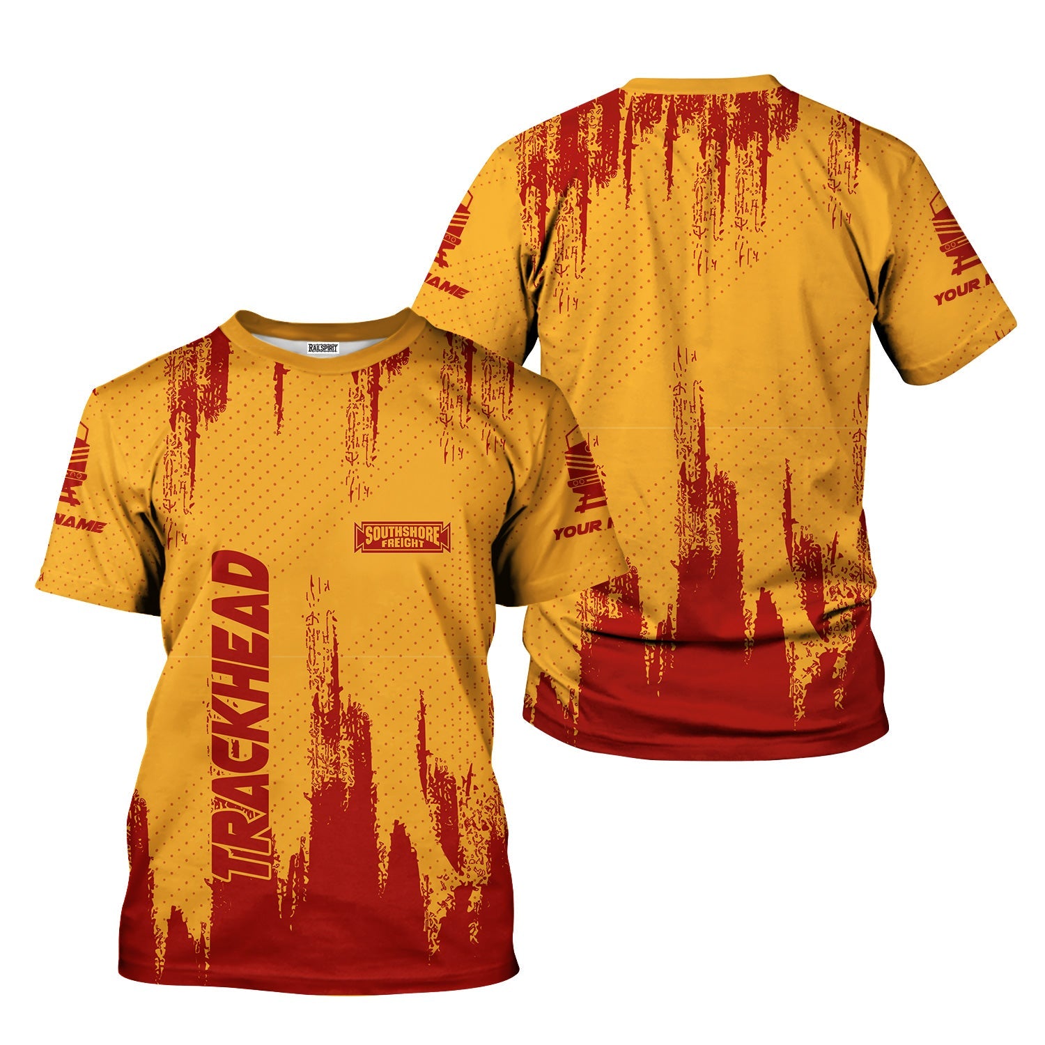 Railspirit Personalized Chicago South Shore and South Bend Railroad T-Shirt Paint Impact Design Train Shirt for Trackhead