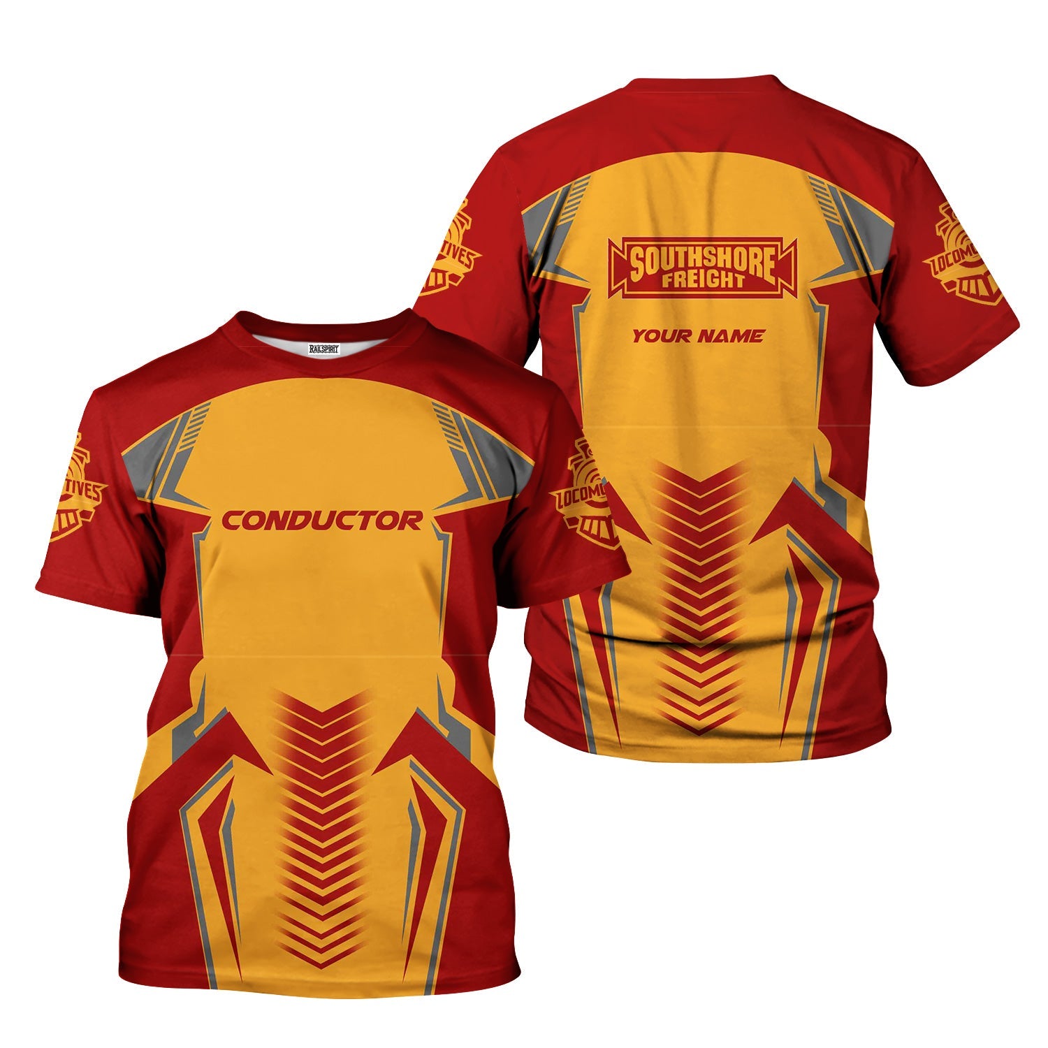 Railspirit Personalized Chicago South Shore and South Bend Railroad T-Shirt Standout Style with Custom Position Train Shirt