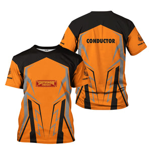 Railspirit Personalized Chicago South Shore and South Bend Railroad T-Shirt Futuristic Design with Custom Job Train Shirt