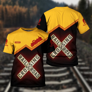 Railspirit Personalized Chicago South Shore and South Bend Railroad T Shirt Railroad Crossing  Printed Train Track Shirt