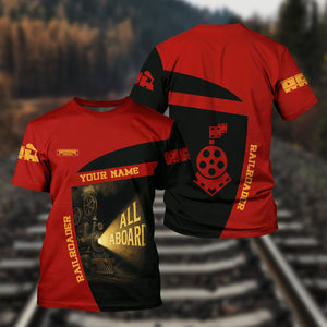 Railspirit Personalized Chicago South Shore and South Bend Railroad T-Shirt All Aboard Steam Train Movie Projector Style Shirt