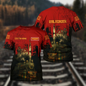 Railspirit Personalized Chicago South Shore and South Bend Railroad T-Shirt Vintage Train Art Style Shirt For Locomotive Fans