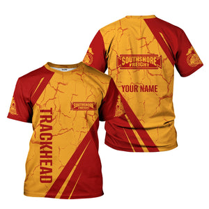 Railspirit Personalized Chicago South Shore and South Bend Railroad T-Shirt Crackle Texture Style Shirt For Trackhead