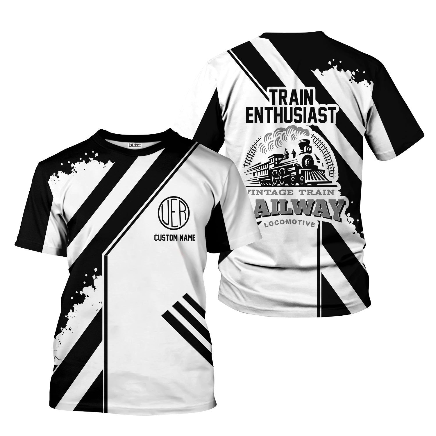 Railspirit Personalized Union Electric Railway T-Shirt Locomotive Design Train Shirt for Train Enthusiast