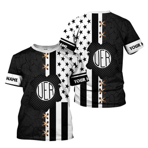 Railspirit Personalized Union Electric Railway T-Shirt American Flag with Crack Effect Train Shirt