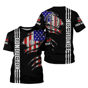 Railspirit Personalized Union Electric Railway T-Shirt USA Flag Claw Art with Custom Job Train Shirt