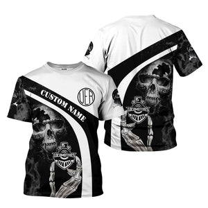 Railspirit Personalized Union Electric Railway T-Shirt Flame Skull Design Train Shirt for Locomotive Fans