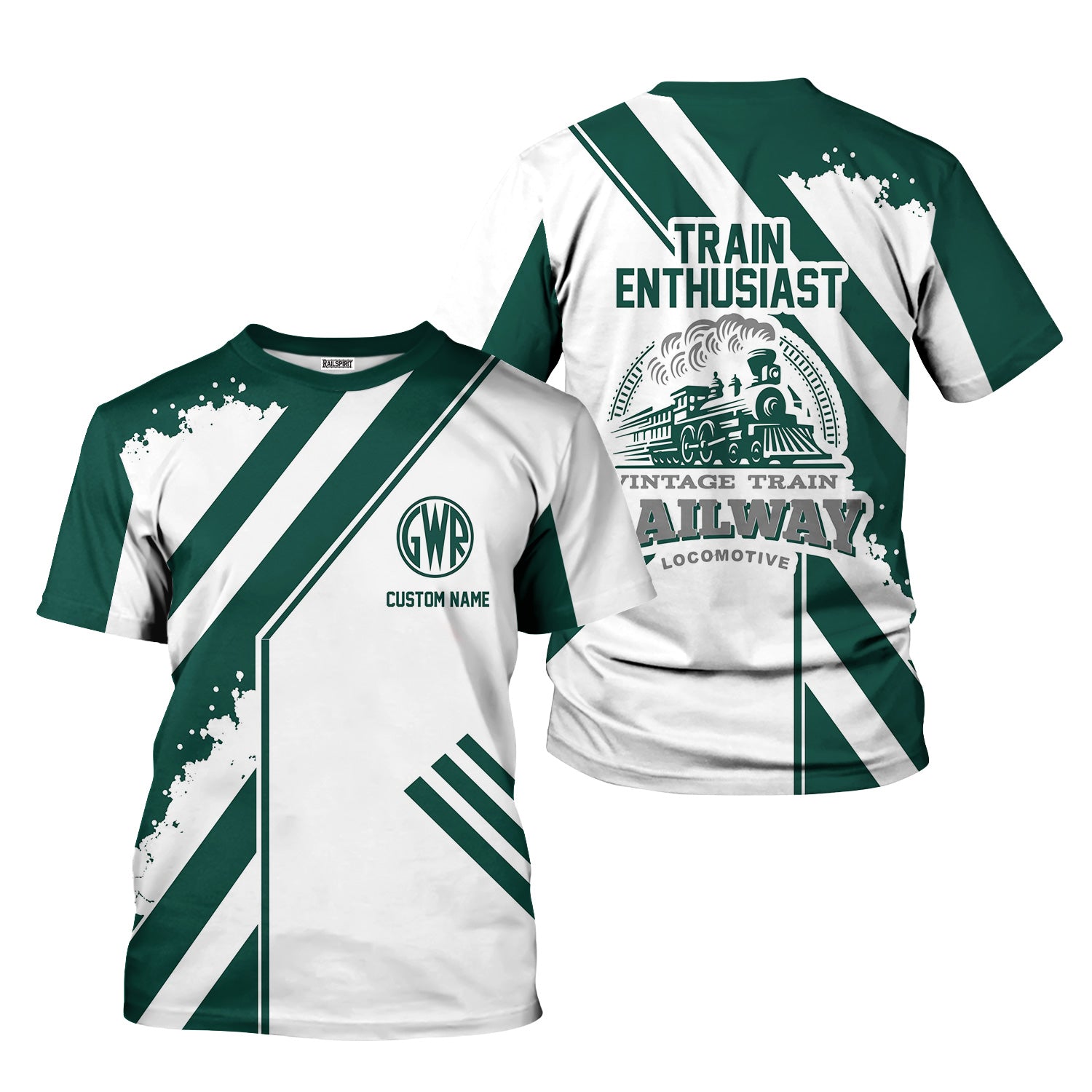 Railspirit Personalized Great Western Railway T-Shirt Locomotive Design Train Shirt for Train Enthusiast