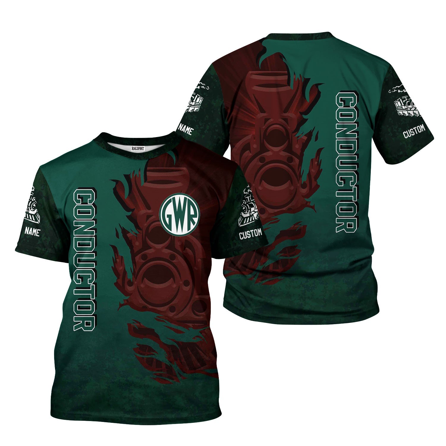 Railspirit Personalized Great Western Railway T-Shirt Blazing Style with Custom Position Train Shirt