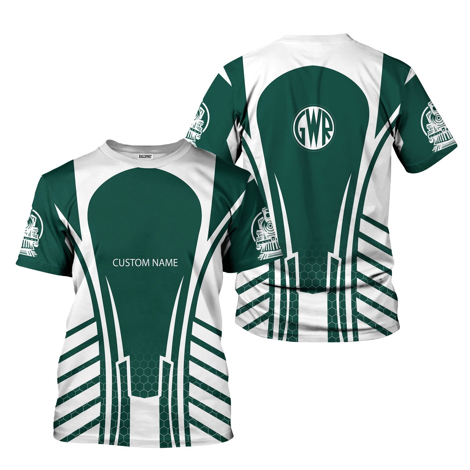 Railspirit Personalized Great Western Railway T-Shirt Striped Railroad Style Train Shirt All Over Print