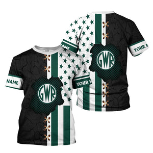 Railspirit Personalized Great Western Railway T-Shirt American Flag with Crack Effect Train Shirt