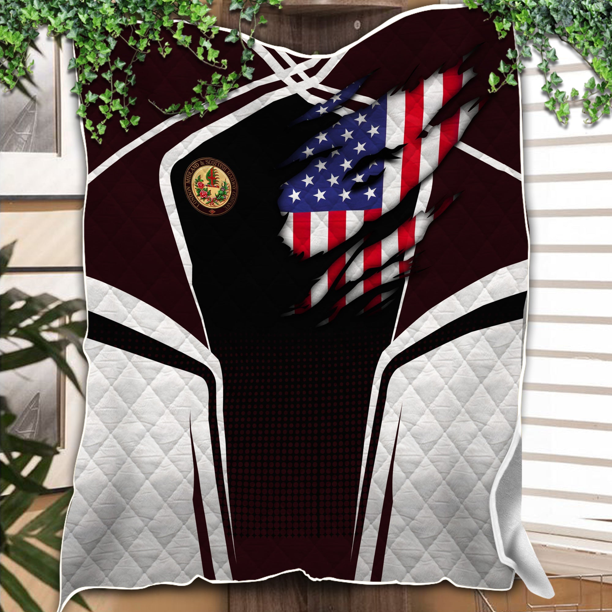 Railspirit Personalized London, Midland and Scottish Railway Premium Quilts American Vintage All Over Printed Premium Quilts