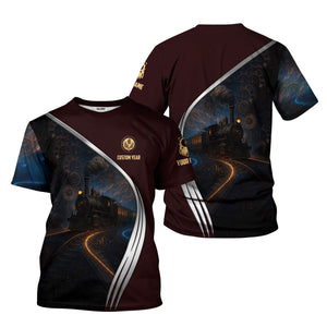 Railspirit Personalized London, Midland and Scottish Railway T-Shirt Steampunk Locomotive with Custom Year Train Shirt