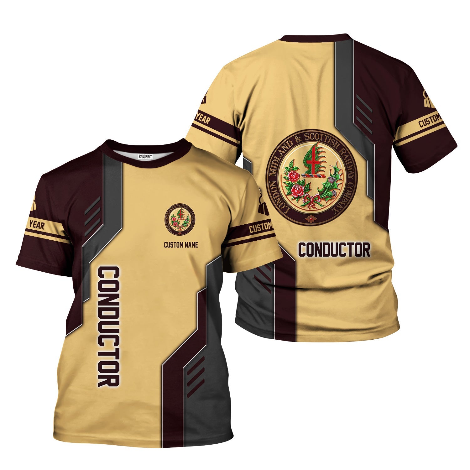 Railspirit Personalized London, Midland and Scottish Railway T-Shirt Unique Railway Style with Custom Job Train Shirt