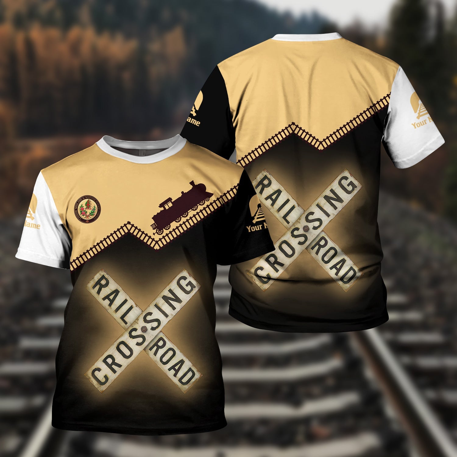 Railspirit Personalized London, Midland and Scottish Railway T Shirt Railroad Crossing Printed Train Track Shirt